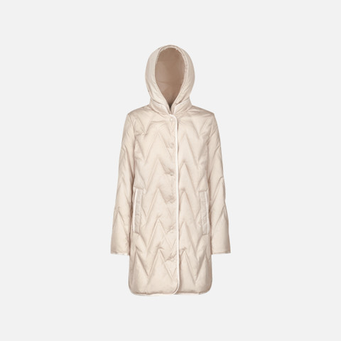 Full-length quilted coat PLUMMERY WOMAN Mid Moonbeam - image number 0 | GEOX