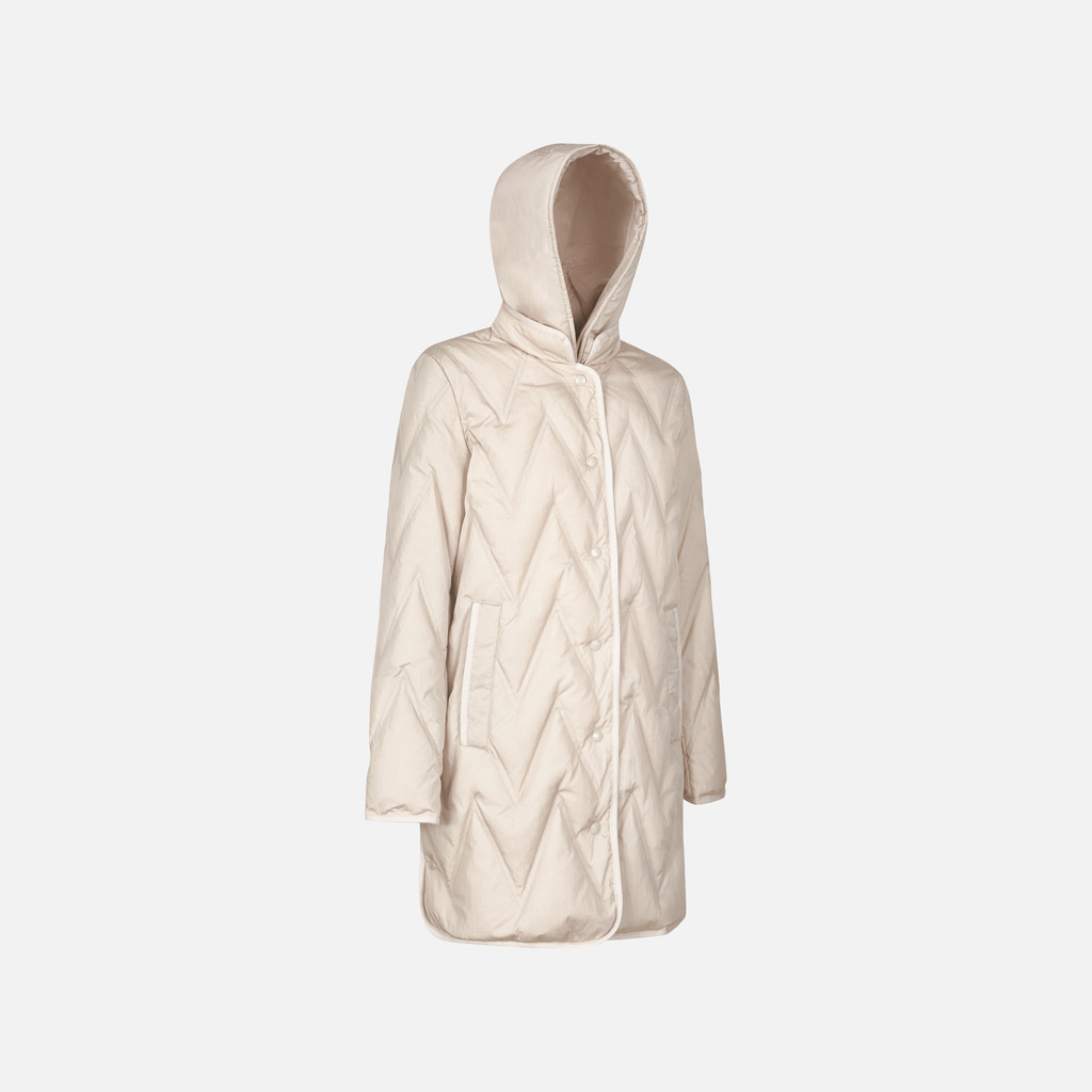 Full-length quilted coat PLUMMERY WOMAN Mid Moonbeam - image number 2 | GEOX
