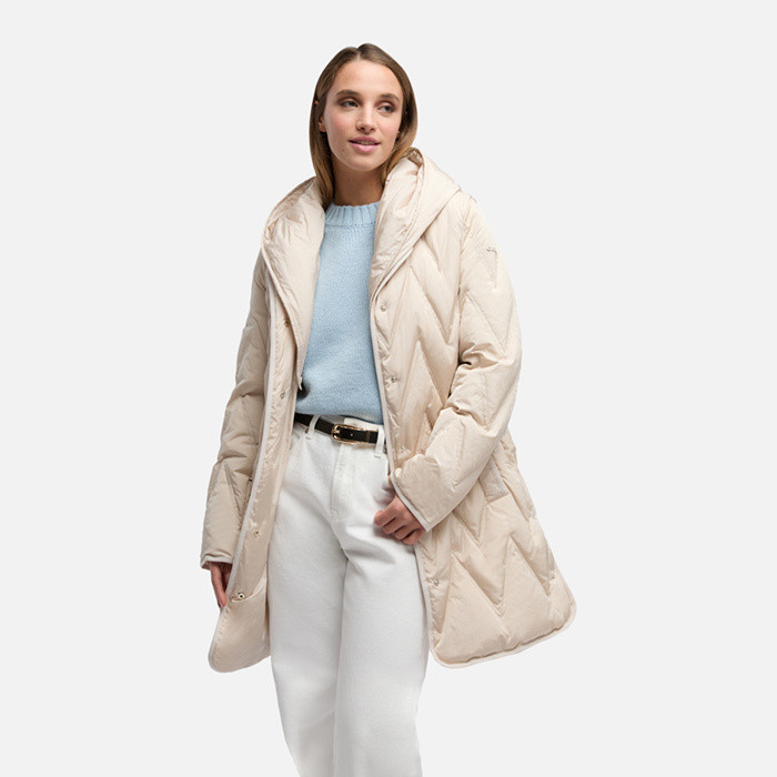 Doudoune longue PLUMMERY FEMME Beige clair | GEOX