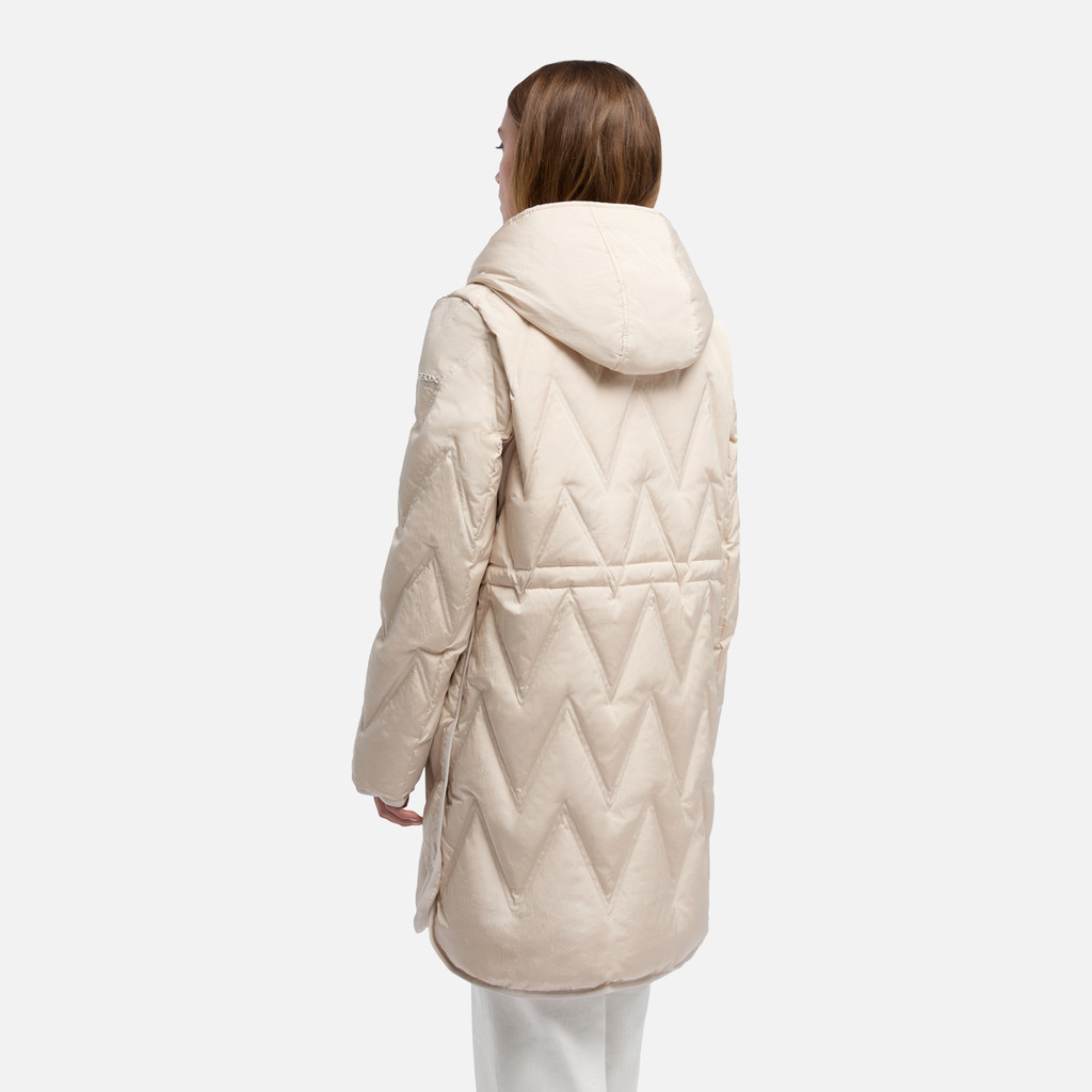 Full-length quilted coat PLUMMERY WOMAN Mid Moonbeam - image number 5 | GEOX