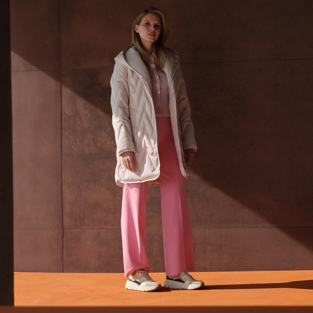 Full-length quilted coat PLUMMERY WOMAN Mid Moonbeam - image number 9 | GEOX