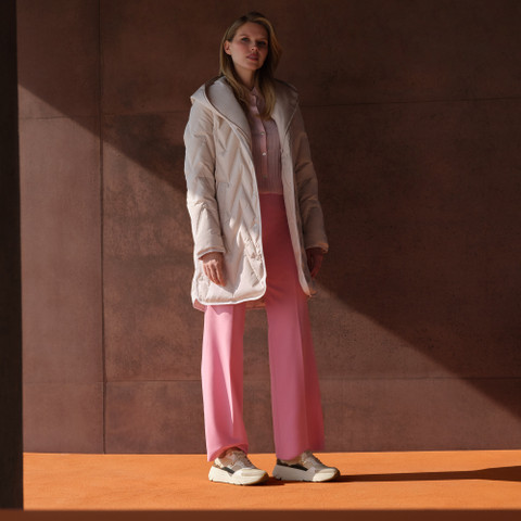 Full-length quilted coat PLUMMERY WOMAN Mid Moonbeam - image number 9 | GEOX