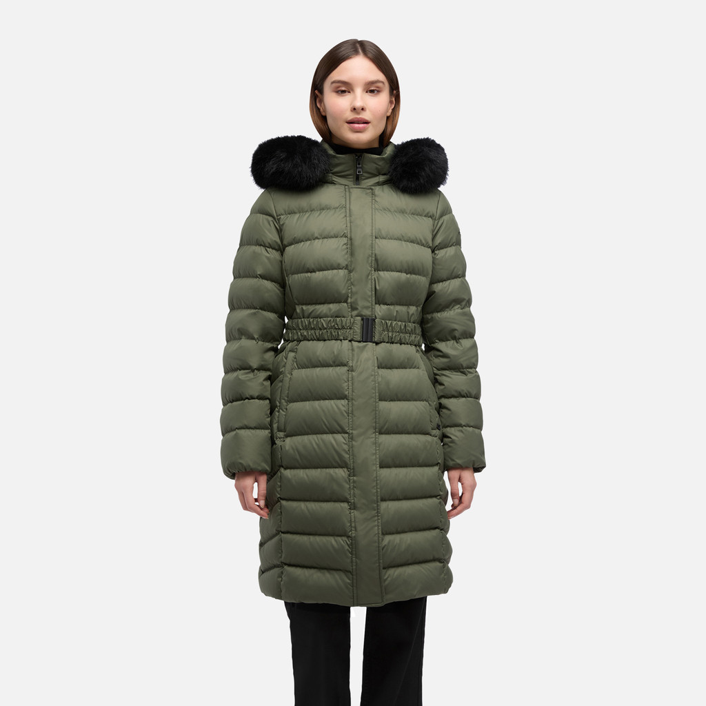 Full-length quilted coat CATRIA WOMAN Grape leaf - image number 1 | GEOX