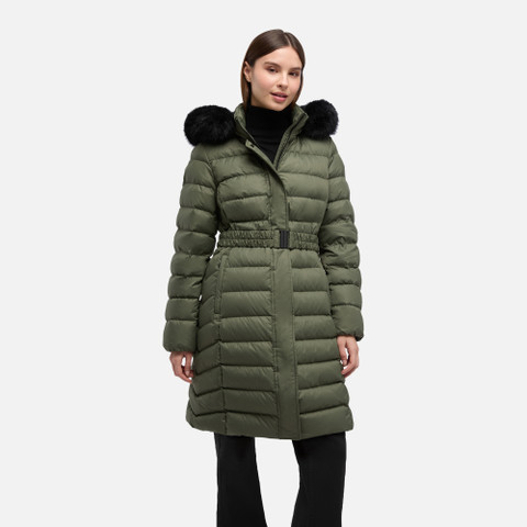 Full-length quilted coat CATRIA WOMAN Grape leaf - image number 3 | GEOX