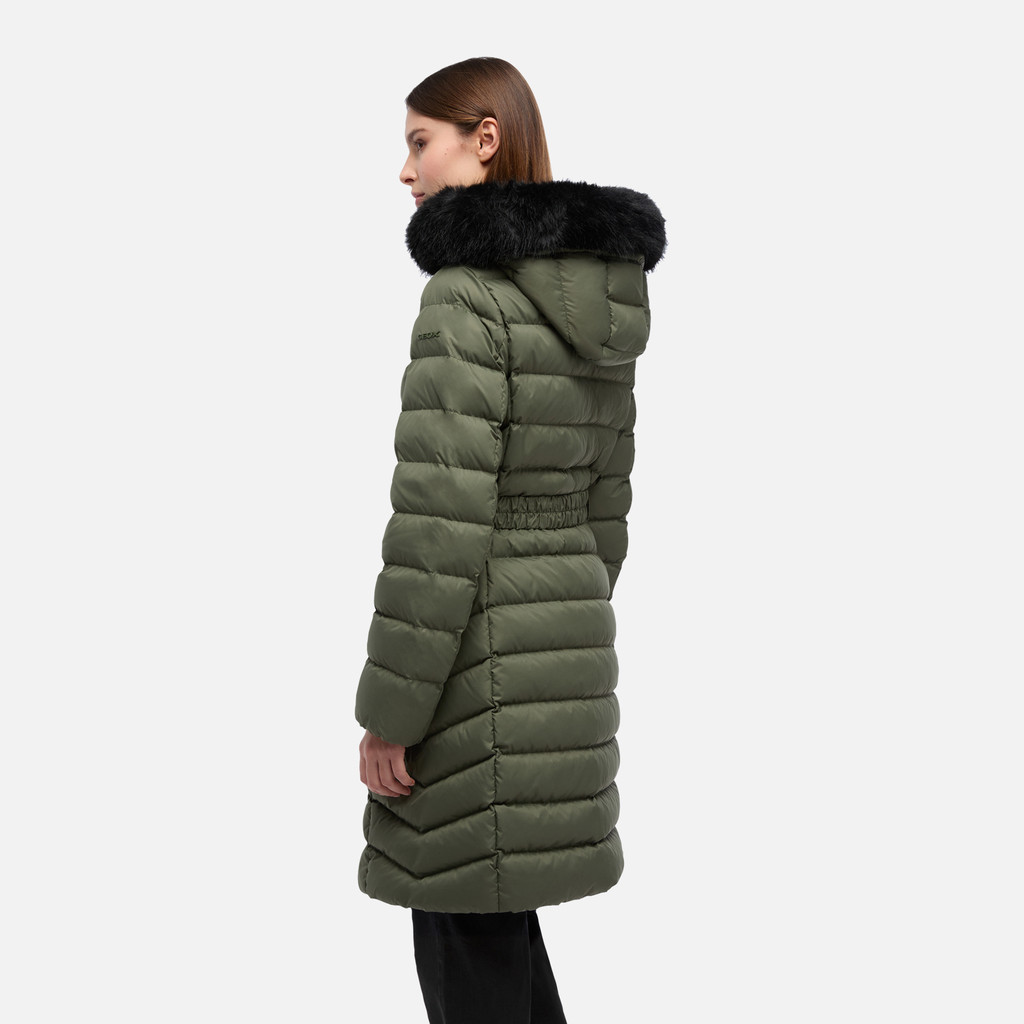 Full-length quilted coat CATRIA WOMAN Grape leaf - image number 5 | GEOX