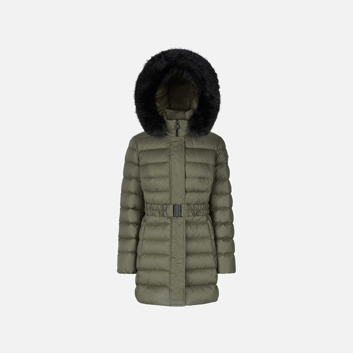 Doudoune longue CATRIA FEMME Vert militaire | GEOX
