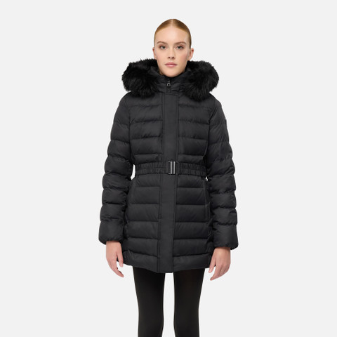 Full-length quilted coat CATRIA WOMAN Black - image number 1 | GEOX