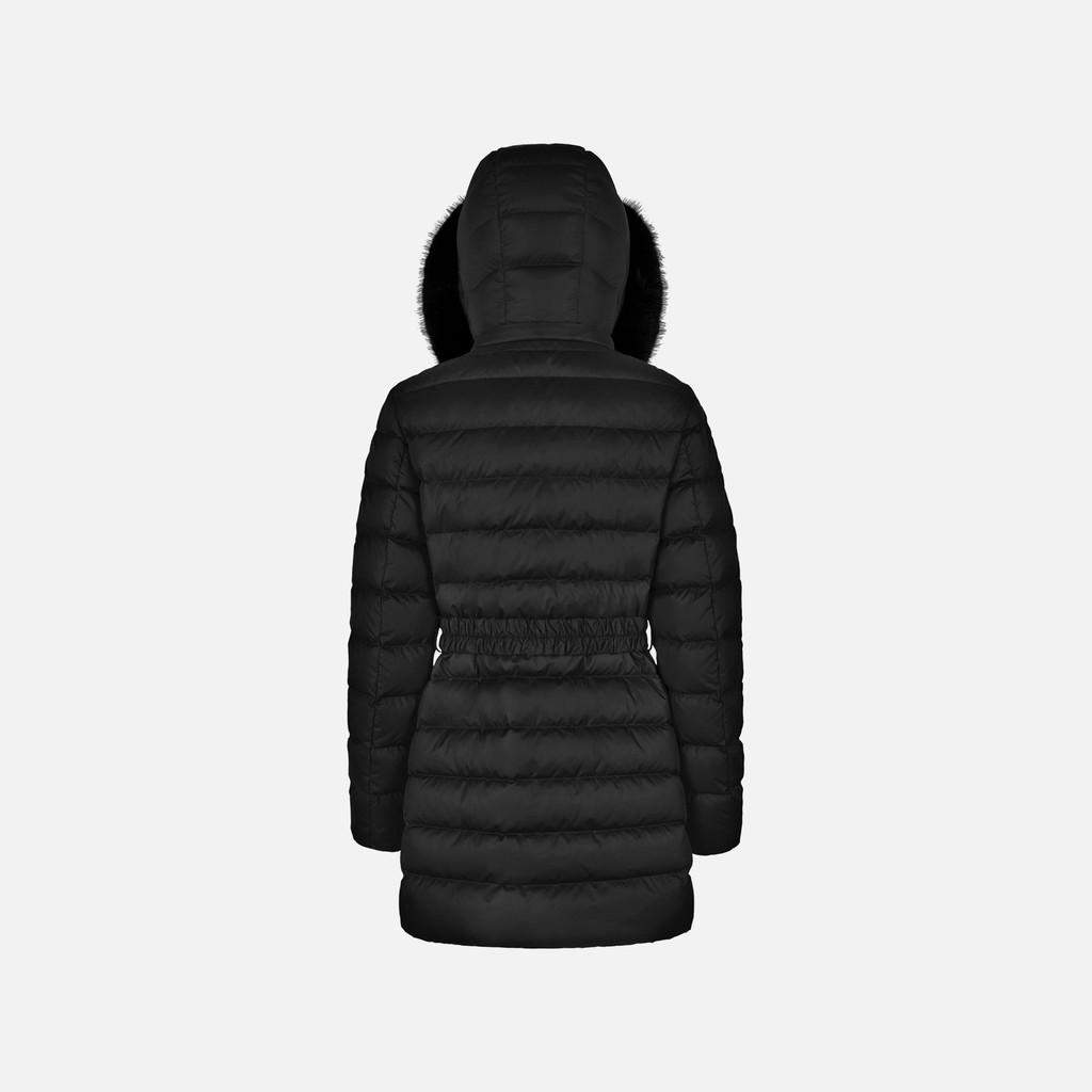 Full-length quilted coat CATRIA WOMAN Black - image number 2 | GEOX