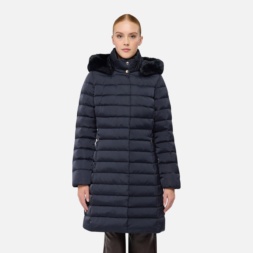 Full-length quilted coat BETTANIE WOMAN Sky captain - image number 1 | GEOX