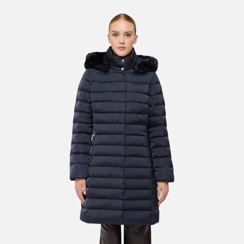 Full-length quilted coat BETTANIE WOMAN Sky captain - image number 1 | GEOX