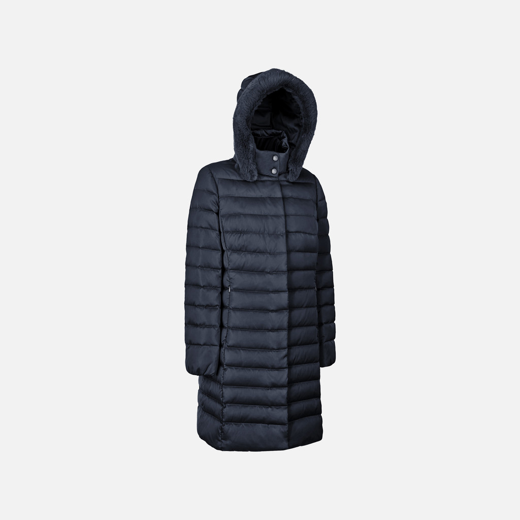 Full-length quilted coat BETTANIE WOMAN Sky captain - image number 2 | GEOX