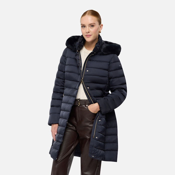 Full-length quilted coat BETTANIE WOMAN Sky captain | GEOX