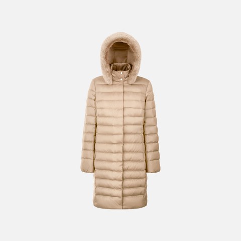 Full-length quilted coat BETTANIE WOMAN Natural - image number 4 | GEOX
