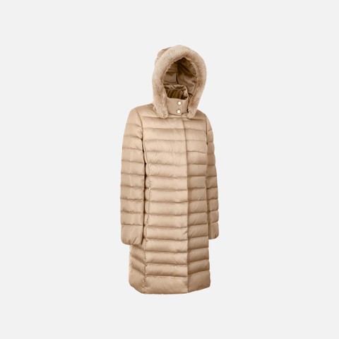 Full-length quilted coat BETTANIE WOMAN Natural - image number 5 | GEOX