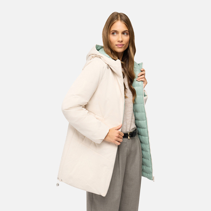 Long parka SPHERICA WOMAN Mid Moonbeam/Iceberg green | GEOX