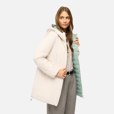 Parka long SPHERICA FEMME Gris/Vert - image number 3 | GEOX