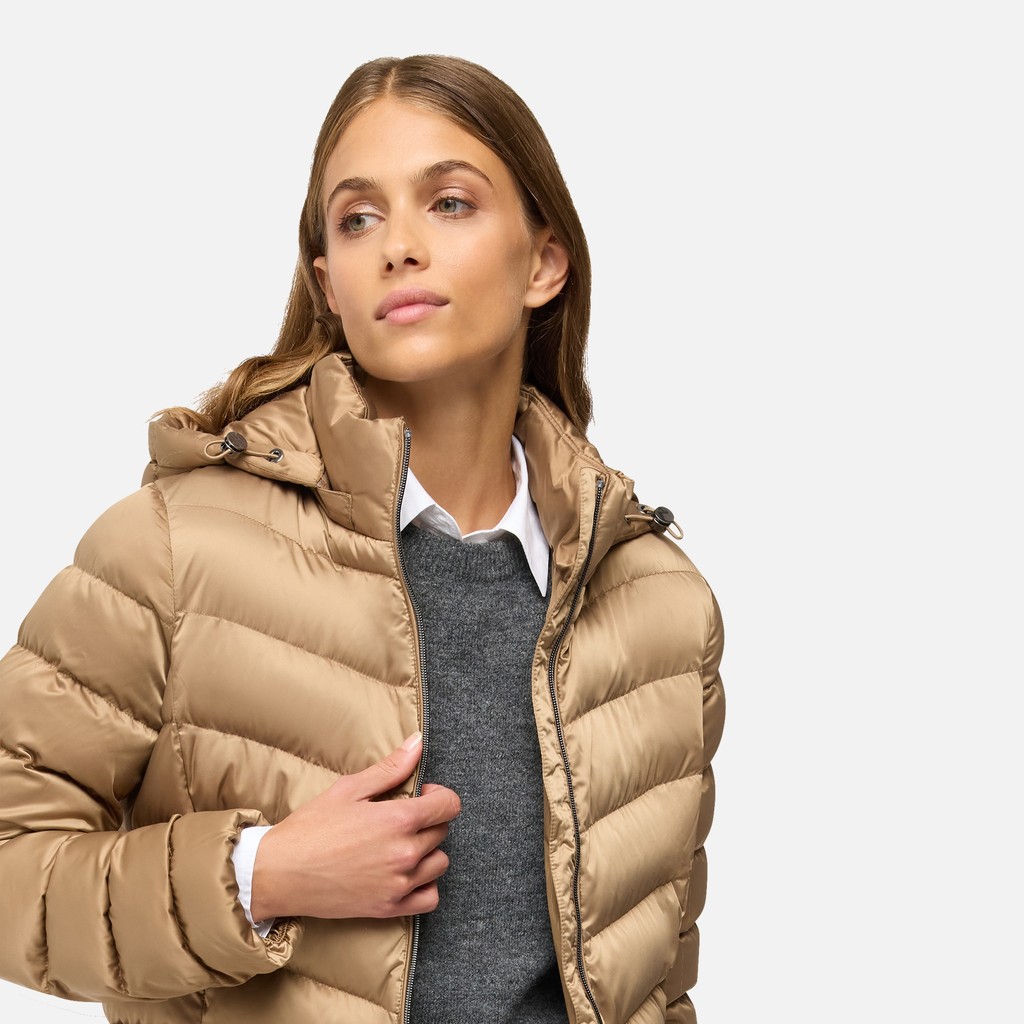 Quilted jacket ZOSMA WOMAN Hazelnut Brown - image number 3 | GEOX