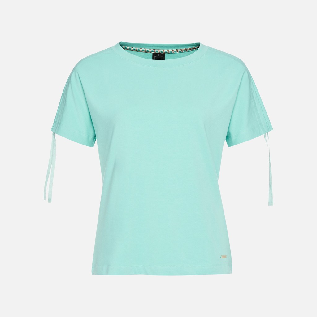 T-shirt T-SHIRT WOMAN Eggshell blue - image number 4 | GEOX