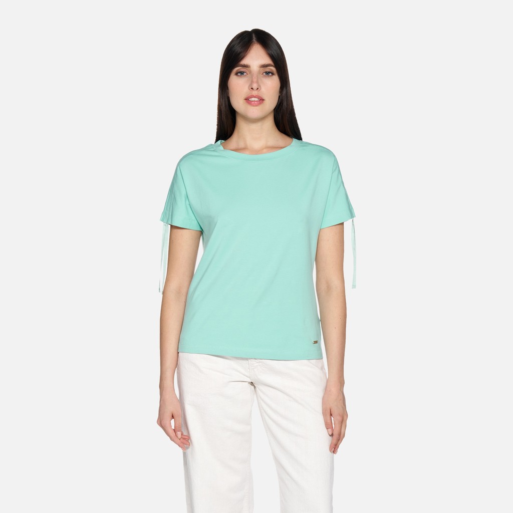 T-shirt T-SHIRT WOMAN Eggshell blue - image number 1 | GEOX