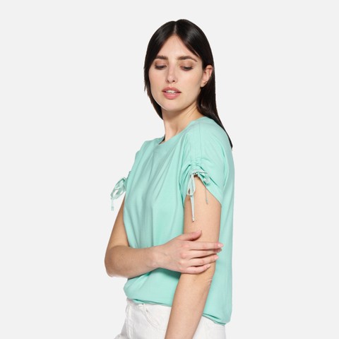 T-shirt T-SHIRT WOMAN Eggshell blue - image number 3 | GEOX