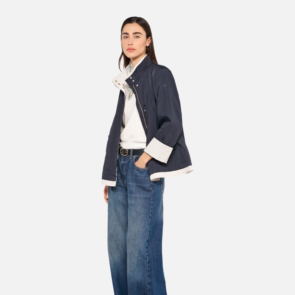 Veste l&eacute;g&egrave;re MARYEMY FEMME Bleu fonc&eacute;/Gris clair - image number 0 | GEOX