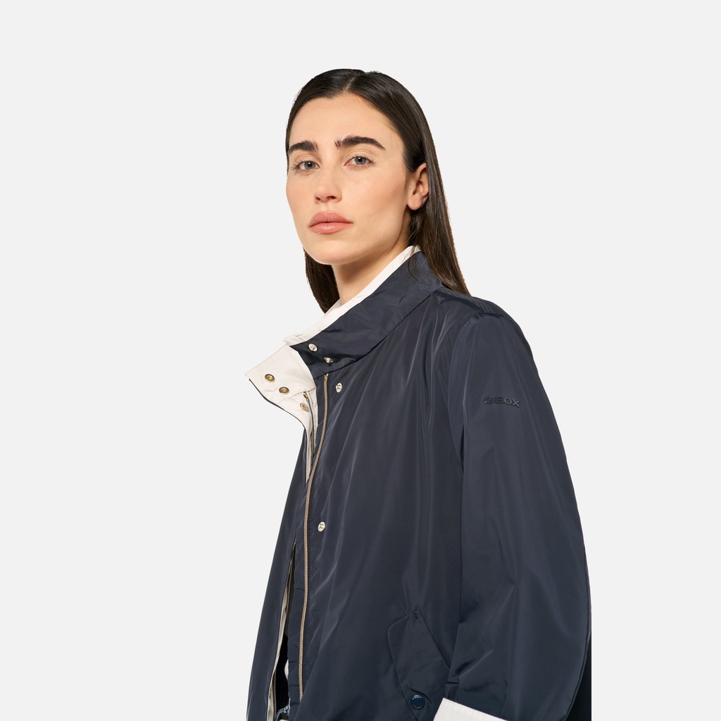 Veste l&eacute;g&egrave;re MARYEMY FEMME Bleu fonc&eacute;/Gris clair - image number 4 | GEOX