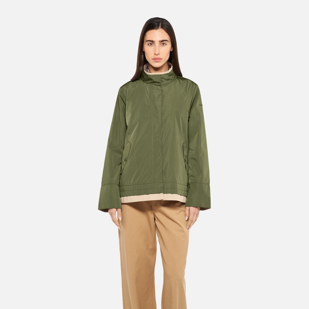 Veste l&eacute;g&egrave;re MARYEMY FEMME Vert olive/Beige - image number 1 | GEOX