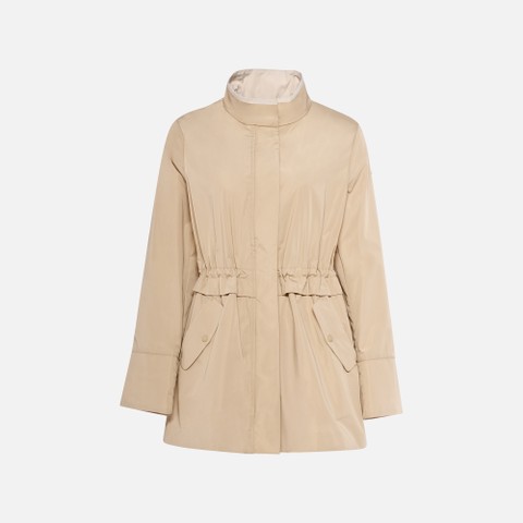 Mid-season jacket MARYEMY WOMAN Oxford tan/Moonbeam - image number 4 | GEOX