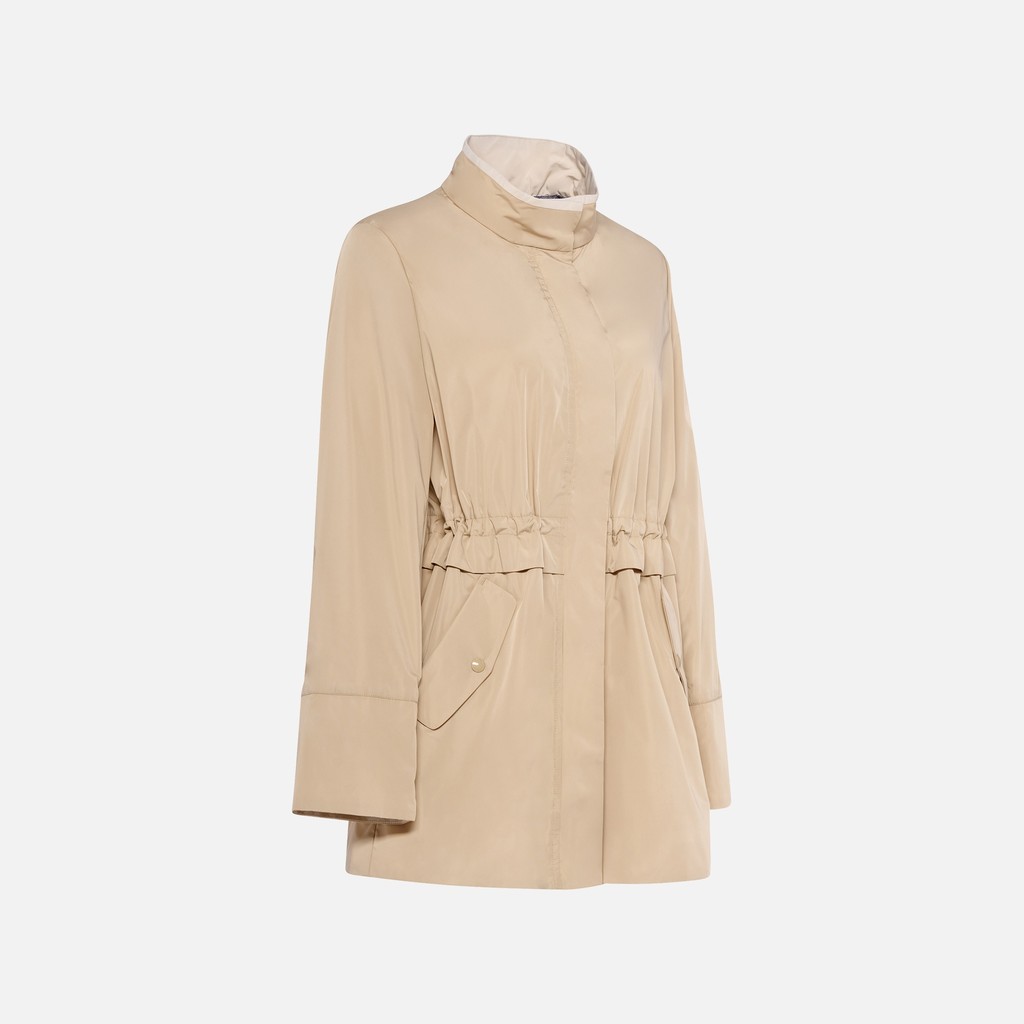 Mid-season jacket MARYEMY WOMAN Oxford tan/Moonbeam - image number 5 | GEOX