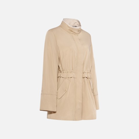 Mid-season jacket MARYEMY WOMAN Oxford tan/Moonbeam - image number 5 | GEOX