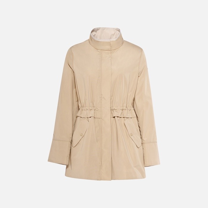 Mid-season jacket MARYEMY WOMAN Oxford tan/Moonbeam | GEOX