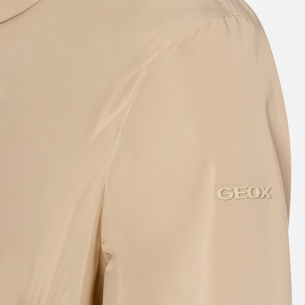 Mid-season jacket MARYEMY WOMAN Oxford tan/Moonbeam - image number 8 | GEOX