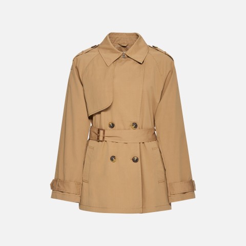 Short trench coat LAMPEDUSA WOMAN Tannin - image number 3 | GEOX
