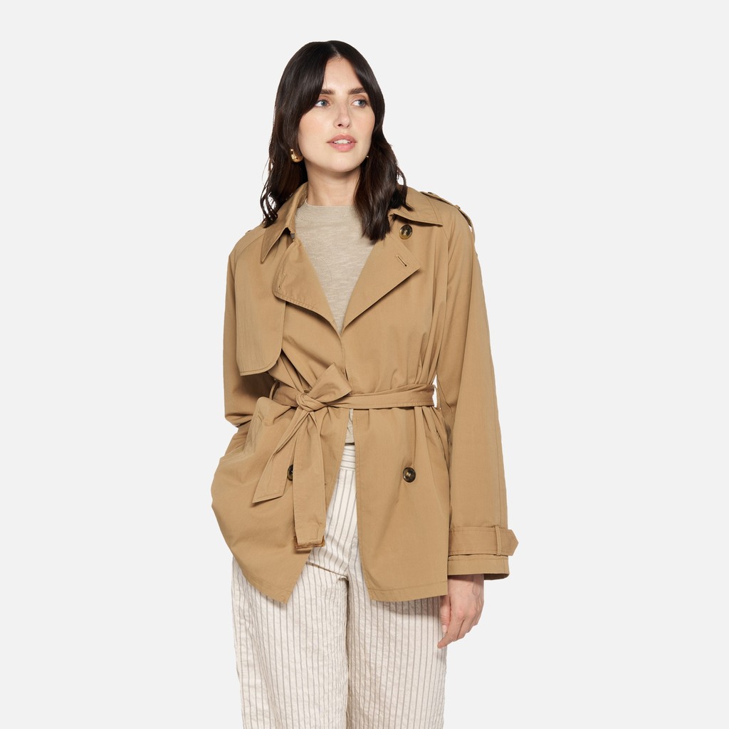 Short trench coat LAMPEDUSA WOMAN Tannin - image number 0 | GEOX