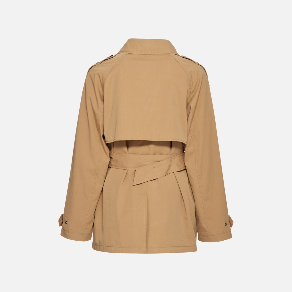 Short trench coat LAMPEDUSA WOMAN Tannin - image number 5 | GEOX