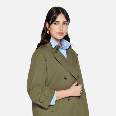 Trench court LAMPEDUSA FEMME Vert olive - image number 4 | GEOX