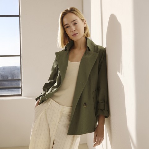 Trench court LAMPEDUSA FEMME Vert olive - image number 1 | GEOX