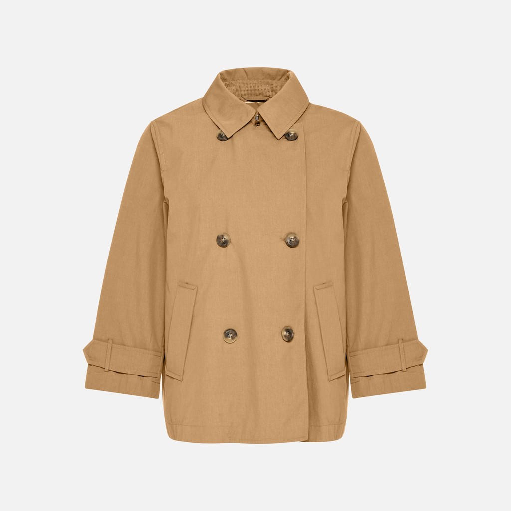 Short trench coat LAMPEDUSA WOMAN Tannin - image number 0 | GEOX
