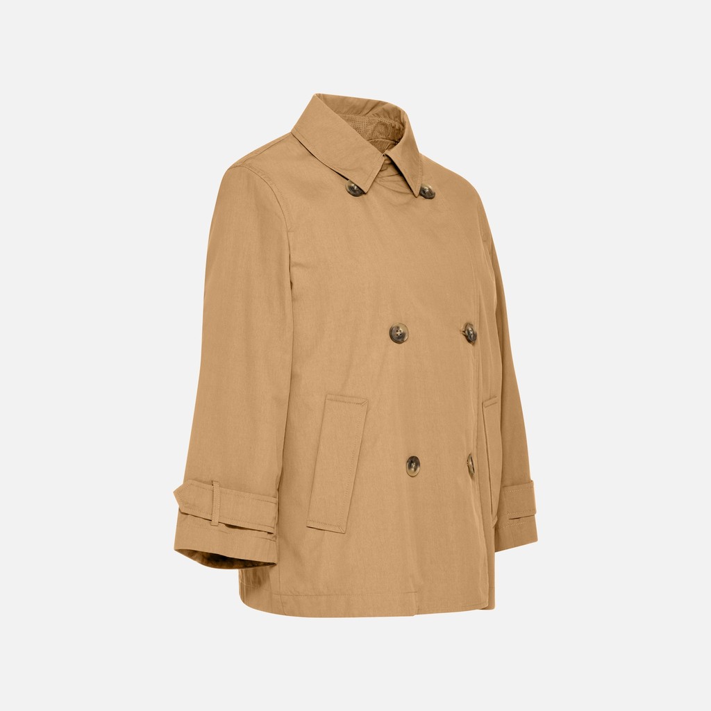 Short trench coat LAMPEDUSA WOMAN Tannin - image number 1 | GEOX