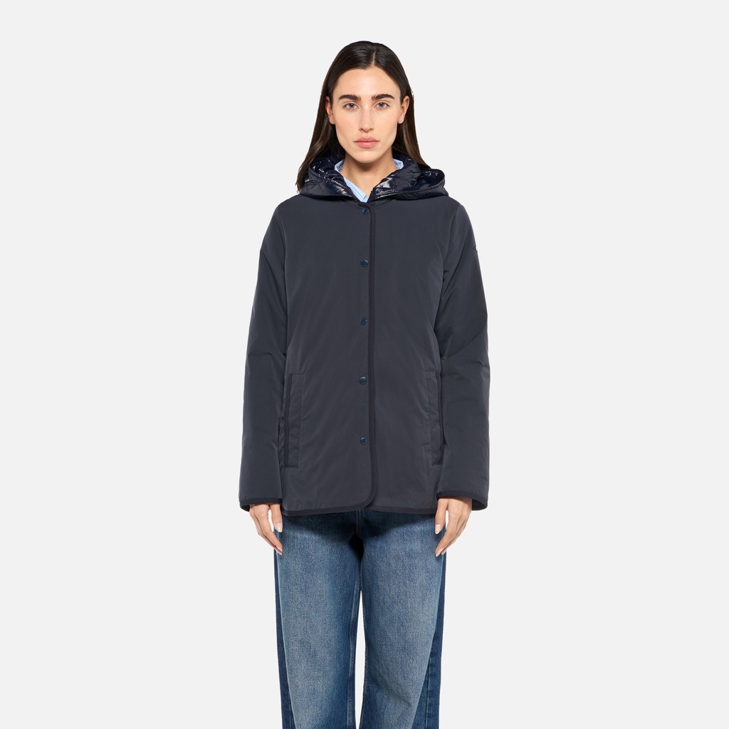 Chaqueta con capucha PLUMMERY MUJER Azul medianoche - image number 1 | GEOX