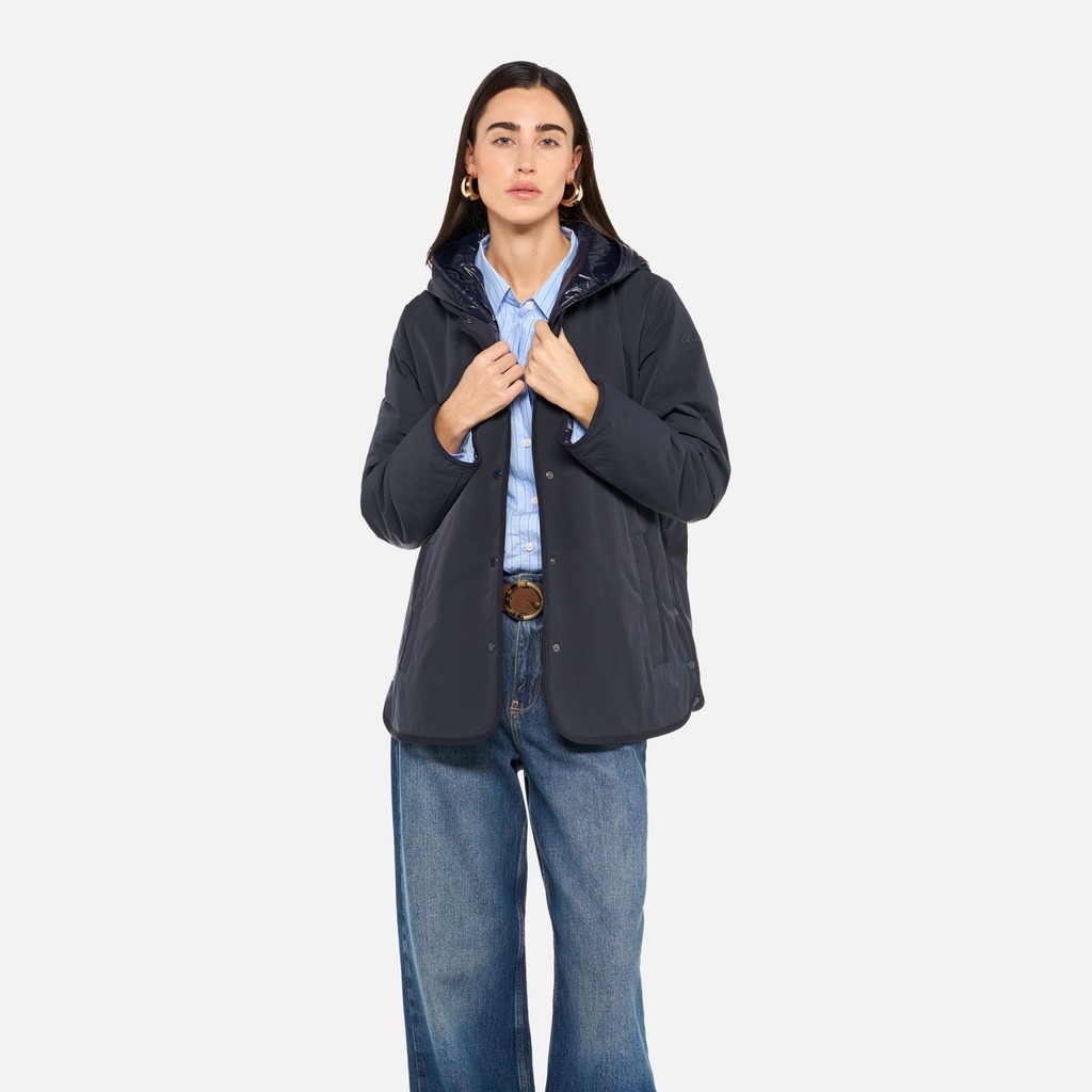 Chaqueta con capucha PLUMMERY MUJER Azul medianoche - image number 0 | GEOX