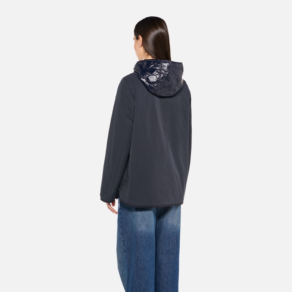 Chaqueta con capucha PLUMMERY MUJER Azul medianoche - image number 2 | GEOX