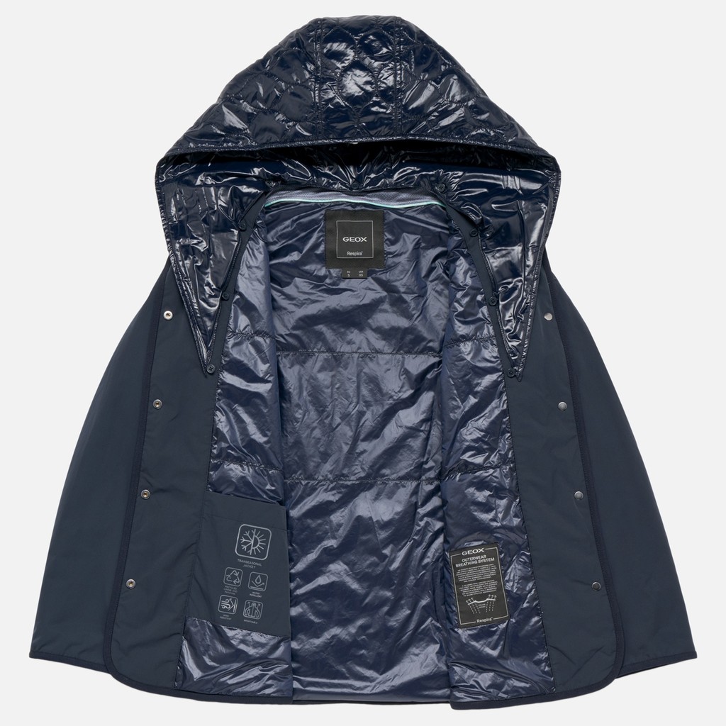 Veste &agrave; capuche PLUMMERY FEMME Bleu nuit - image number 5 | GEOX