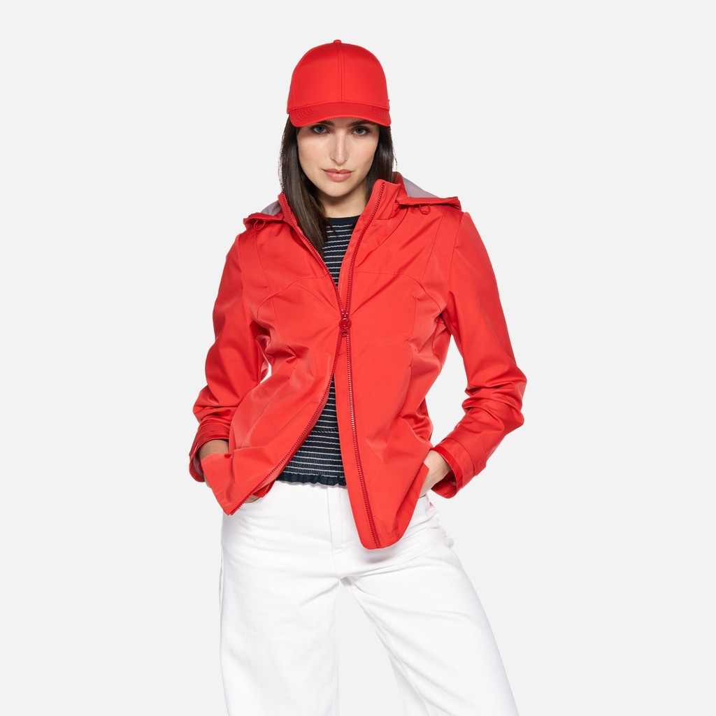 Jacket with hood SPHERICA WOMAN High risk red - image number 0 | GEOX