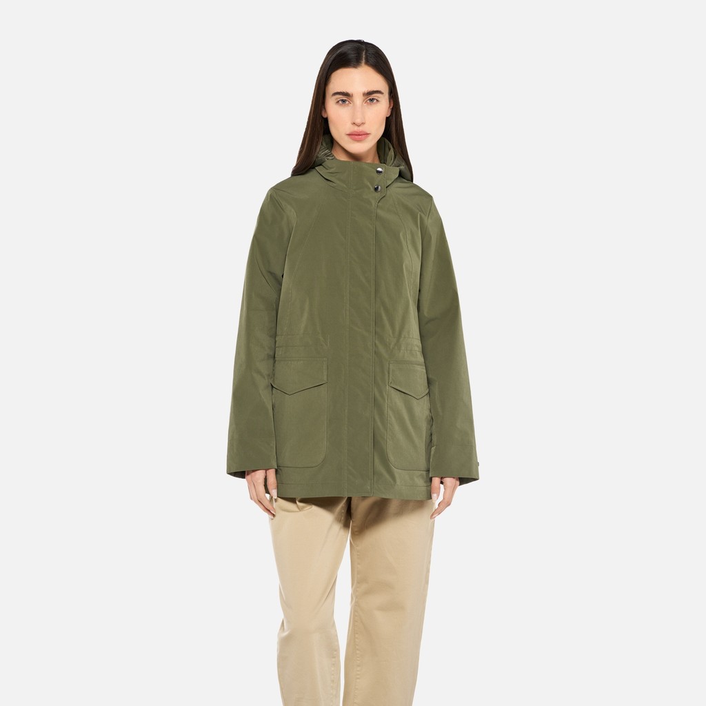 Jacket with hood CLAUDIN WOMAN Mayfly - image number 1 | GEOX