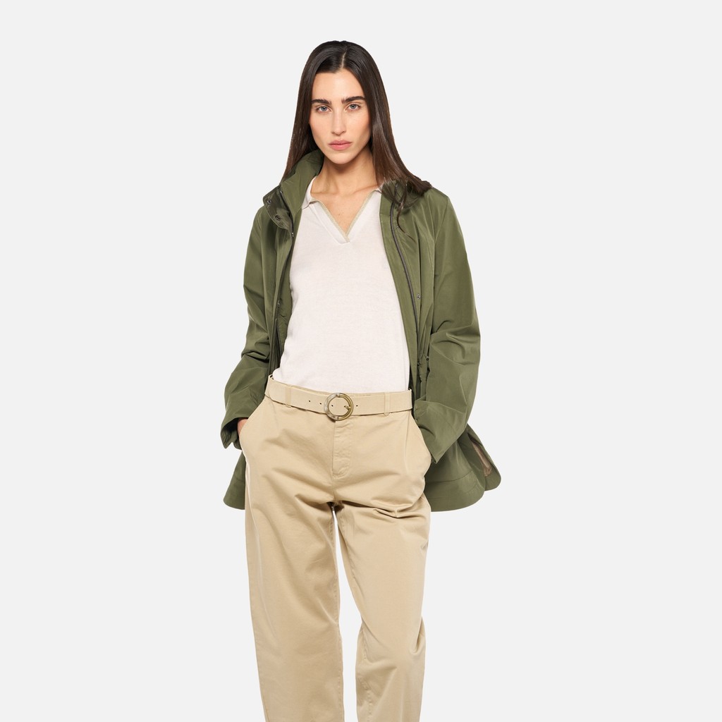 Jacket with hood CLAUDIN WOMAN Mayfly - image number 0 | GEOX