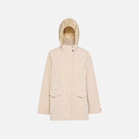 Jacket with hood CLAUDIN WOMAN Oxford tan - image number 4 | GEOX