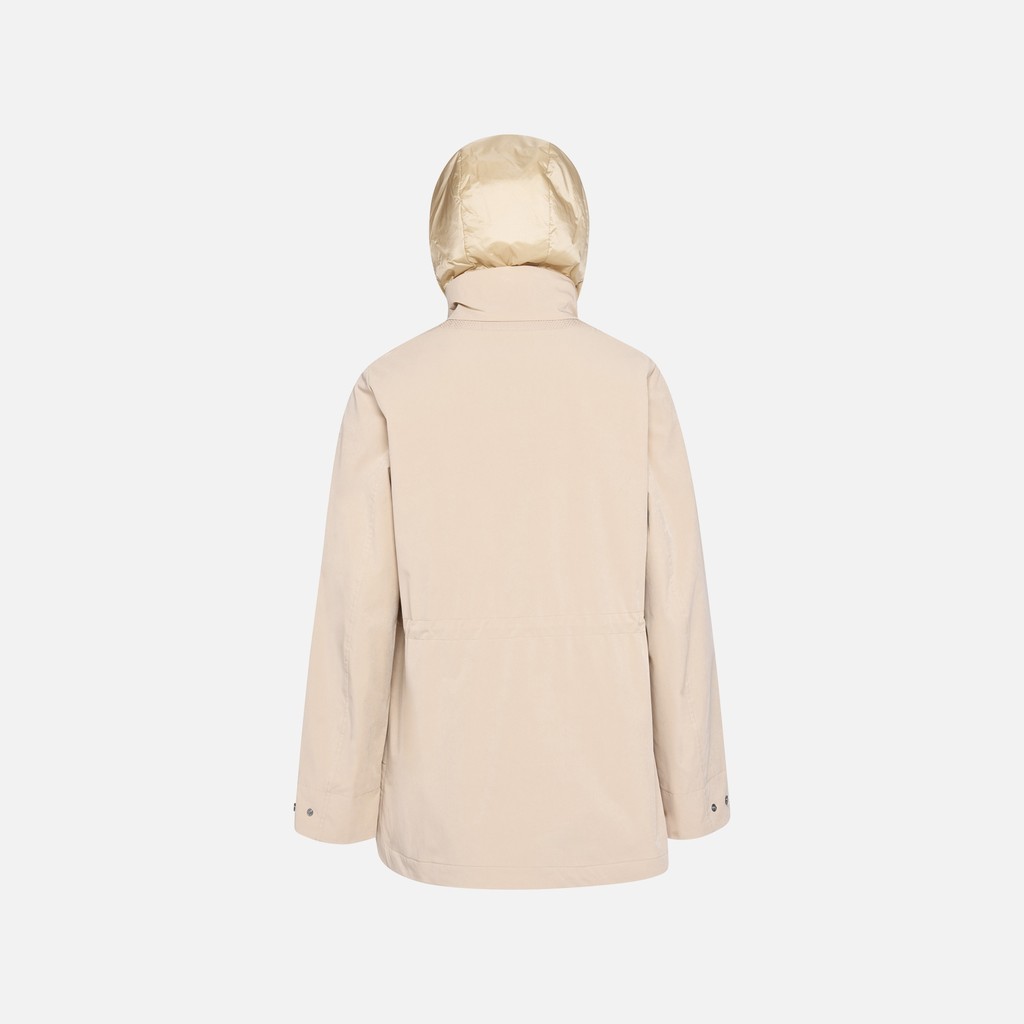Jacket with hood CLAUDIN WOMAN Oxford tan - image number 6 | GEOX