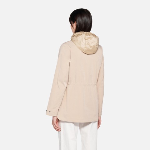 Jacket with hood CLAUDIN WOMAN Oxford tan - image number 2 | GEOX