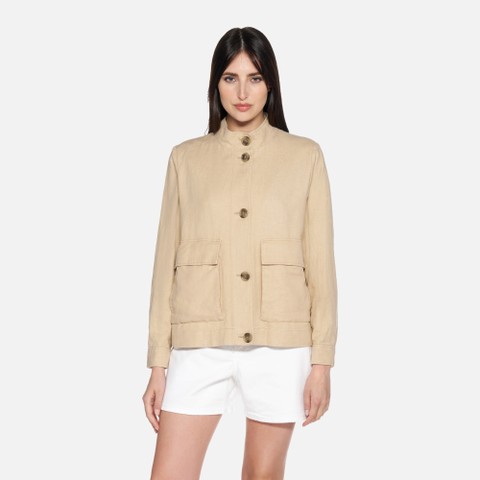 Bomber jacket MADDALUSIA WOMAN Oxford tan - image number 1 | GEOX